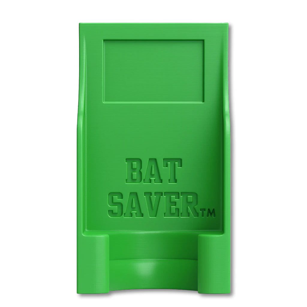 Bat Saver™ in green. Patented fence mounted bat holder.