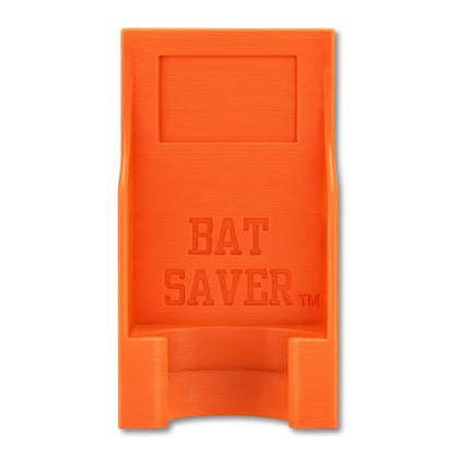 Bat Saver™ in orange. Patented fence mounted bat holder.