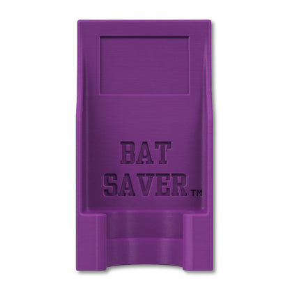 Bat Saver™ in purple. Patented fence mounted bat holder.