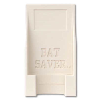 Bat Saver™ in white. Patented fence mounted bat holder.