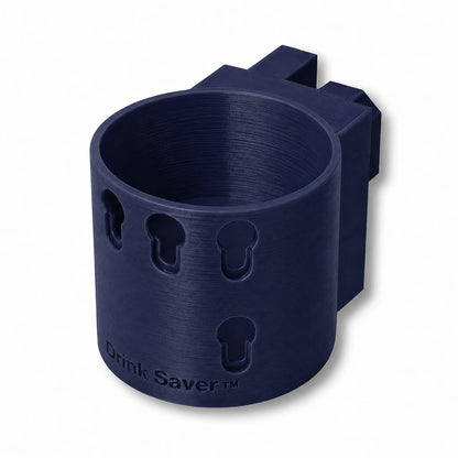 Drink Saver™ in dark blue. Patented fence mounted cup holder.
