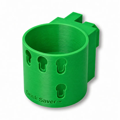 Drink Saver™ in green. Patented fence mounted cup holder.