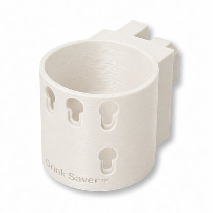 Drink Saver™ in white. Patented fence mounted cup holder.