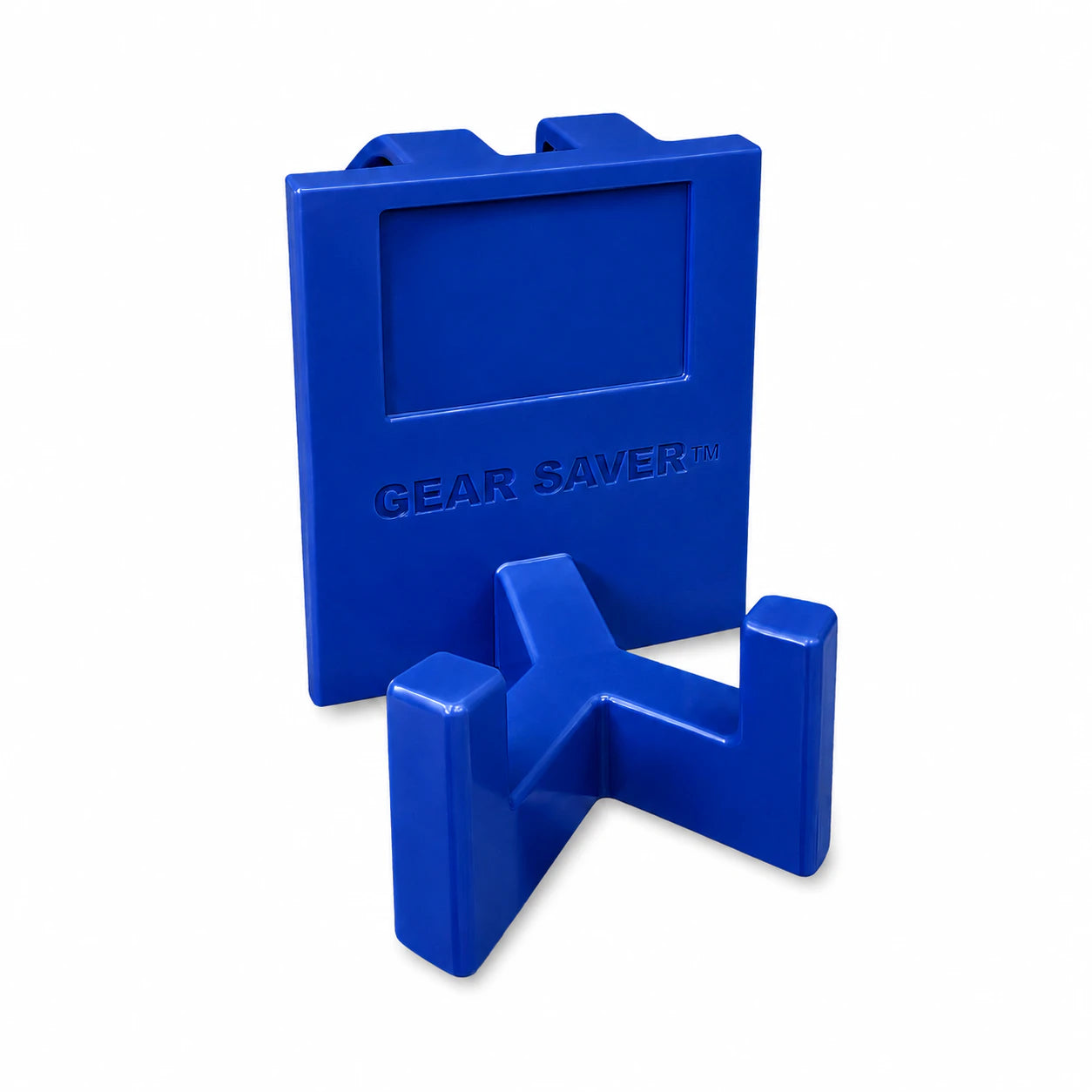 Gear Saver™ in blue. Patented fence mounted equipment hanger.