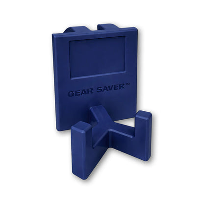 Gear Saver™ in dark blue. Patented fence mounted equipment hanger.