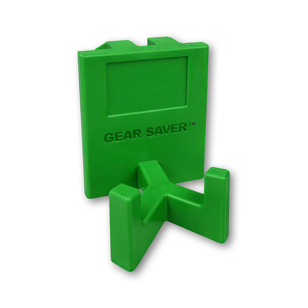 Gear Saver™ in green. Patented fence mounted equipment hanger.