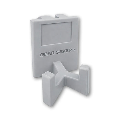 Gear Saver™ in grey. Patented fence mounted equipment hanger.