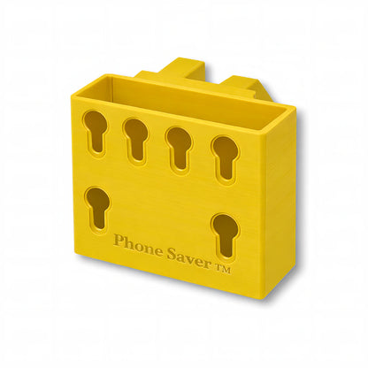 Phone Saver™ in yellow. Patented fence mounted phone cradle.